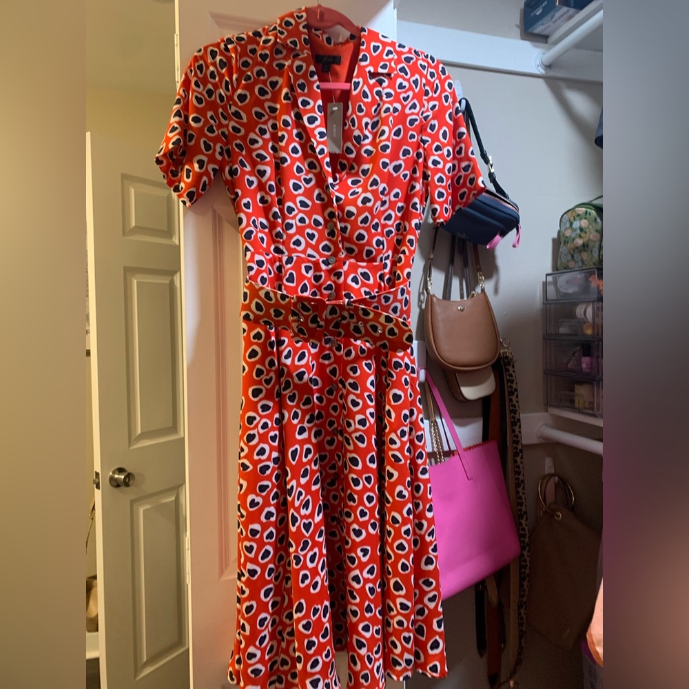 J. Crew vintage midi style heart patterned dress
